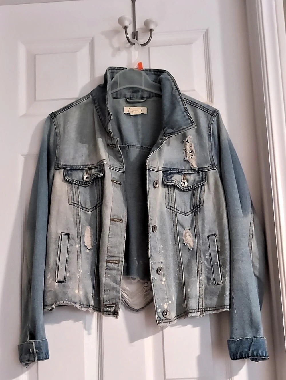 Distressed Denim Jacket Size XL